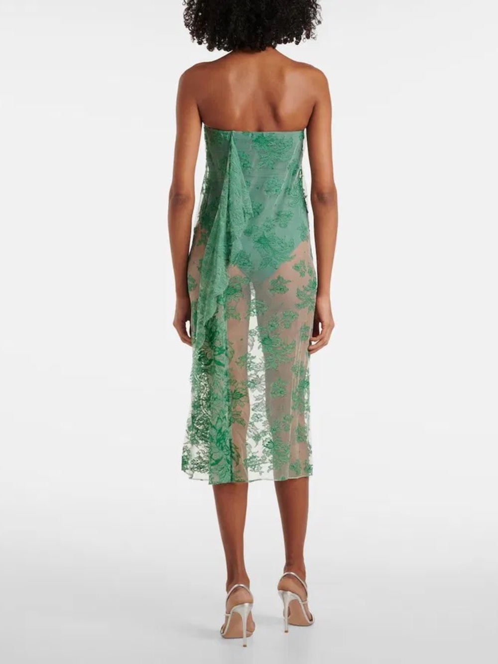Christopher Esber Floating Lace Strapless Dress - Evergreen - Picture 4 of 12